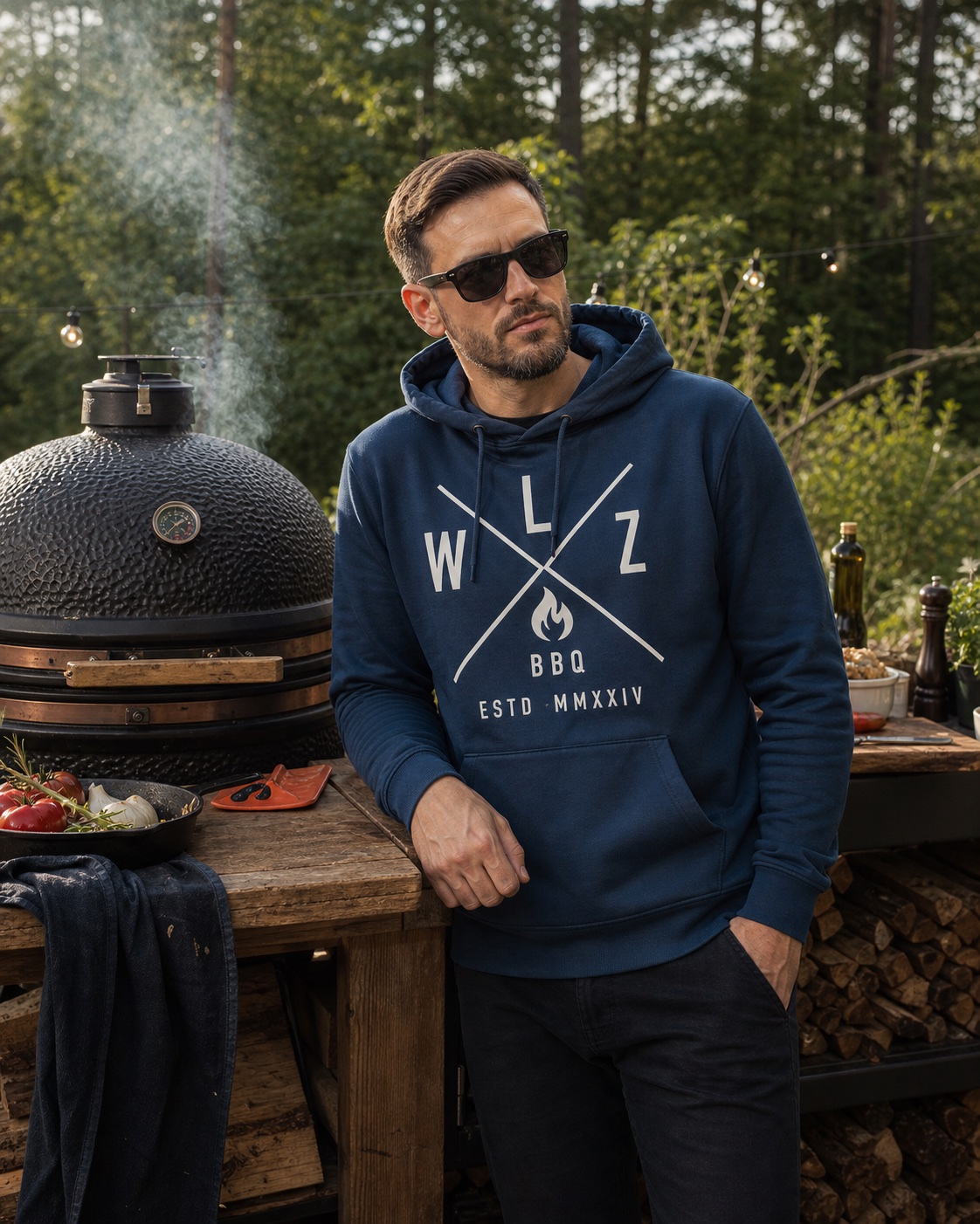 Philipp von Wandlitz BBQ am Kamado im Outdoor-Cooking-Setup