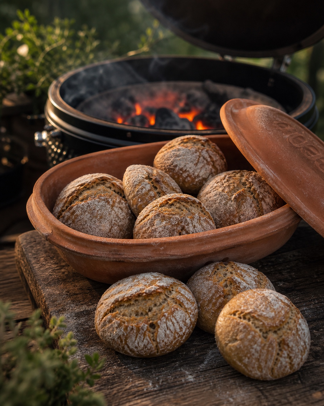Dinkel-Buttermilch-Brötchen aus dem Römertopf