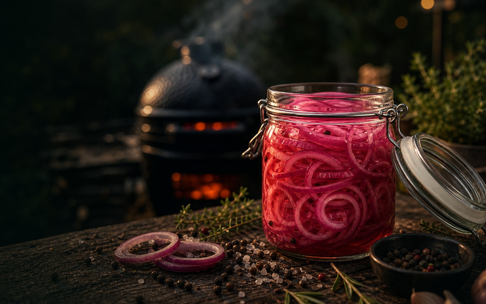 Eingelegte rote Zwiebeln für Burger, Tacos und BBQ
